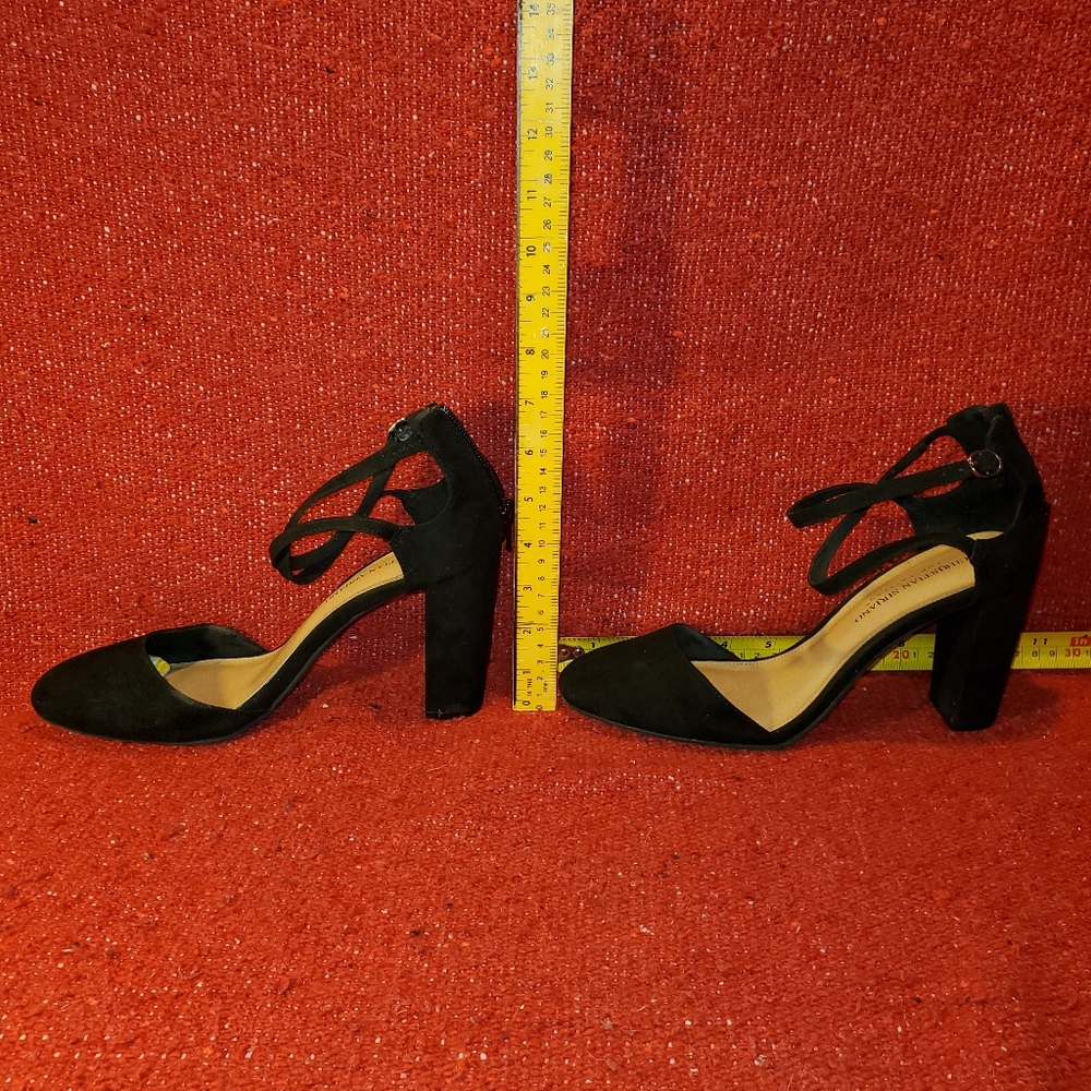 Christian Siriano vintage 2000s black faux suede block heel D'Orsay pump - Picture 2 of 12